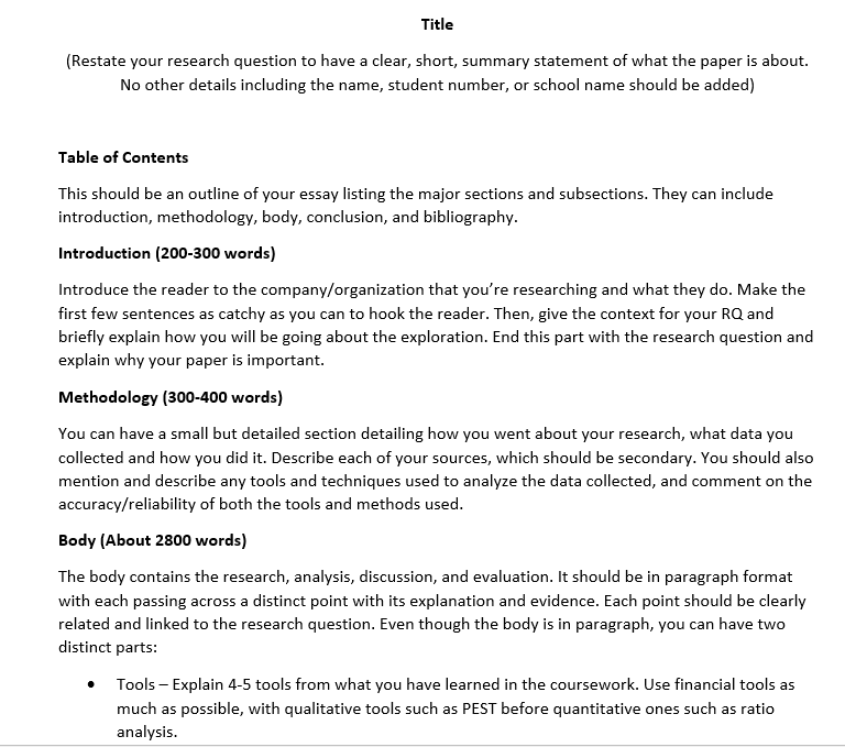 business management extended essay research question