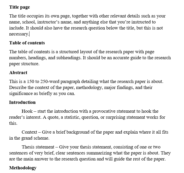 steps to outline a research paper